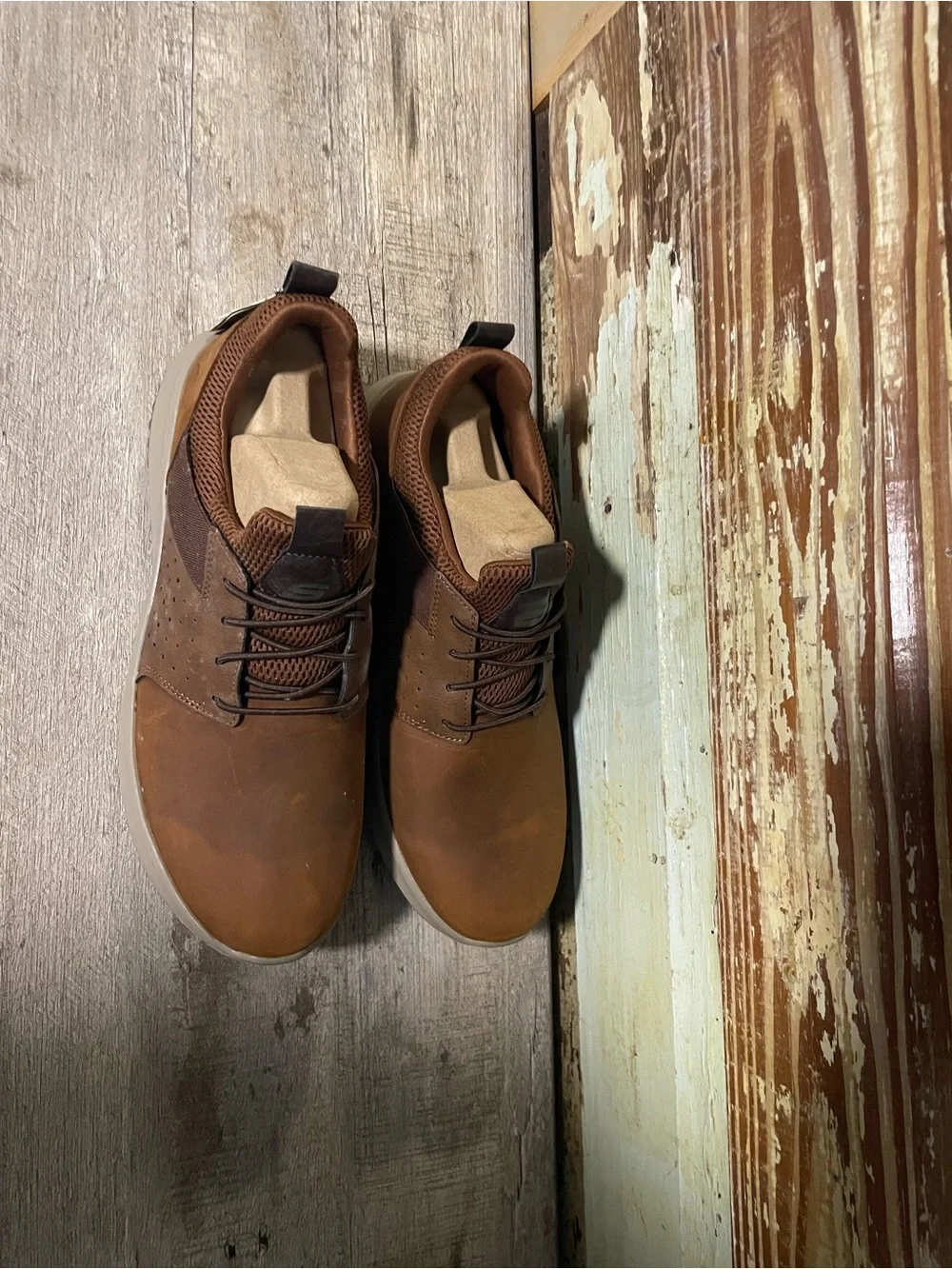 Skechers Men's Brown and Tan Lace-Up Casual Sneakers - Picture 2 of 6